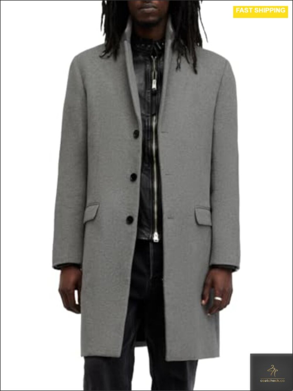 Men's Wool Blend Longline Overcoat with Notch Collar